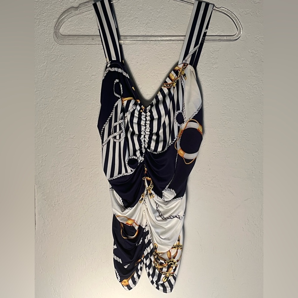 Nautical Striped Top with Gold Accents